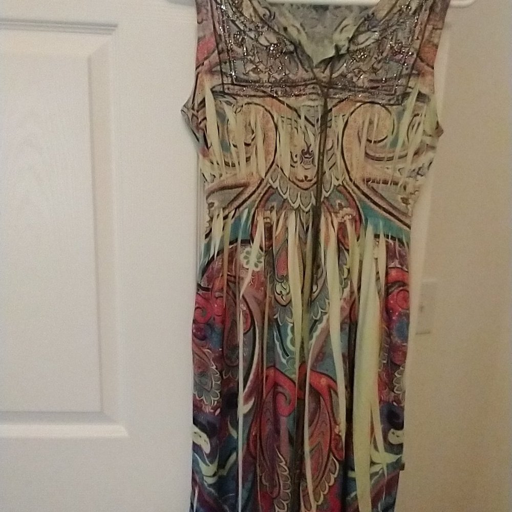 b friends Sleeveless beaded/smocked dress Size S